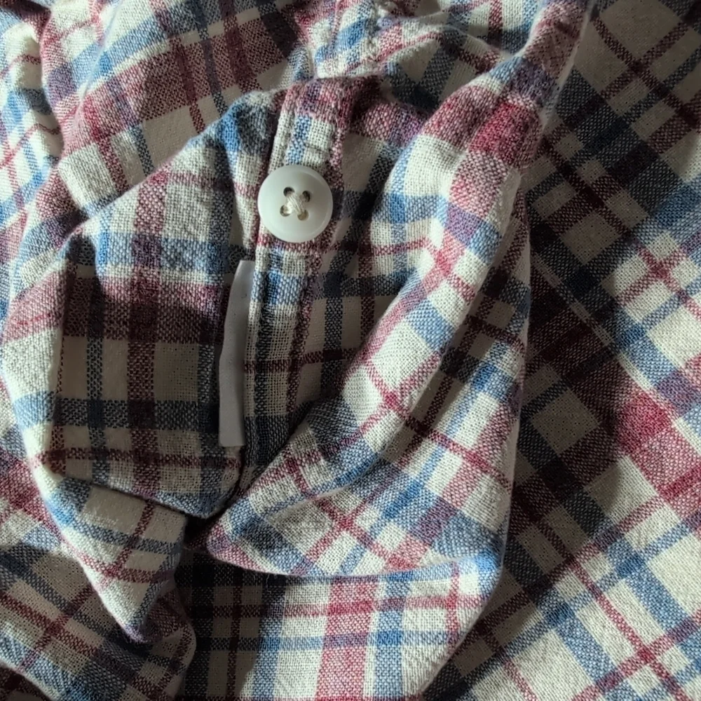 J. Crew Red and Blue Casual Button Down Shirt